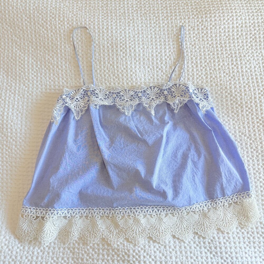 Express Blue Summer Tank with Lace - Size S